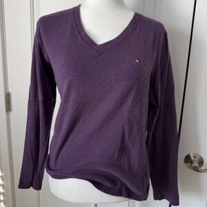 Women’s Purple V-Neck Long Sleeve Top